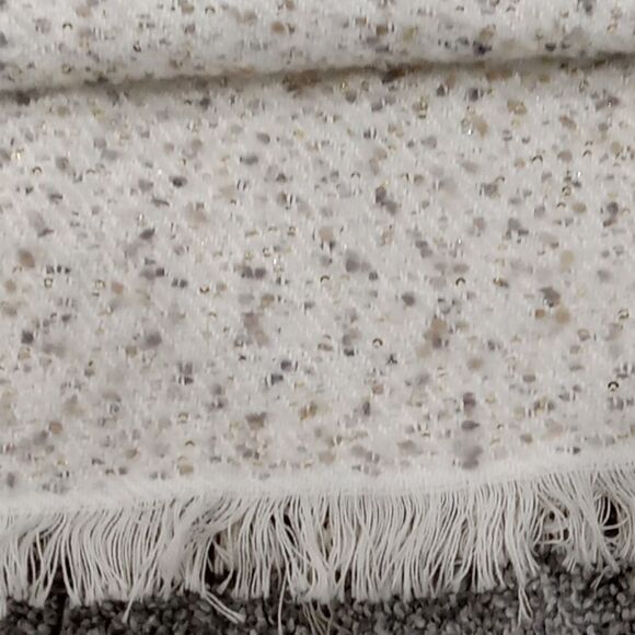 Nordstron Rack ivory and gold multi sequin mix throw with fringe detail 52"x60" - Picture 2 of 2